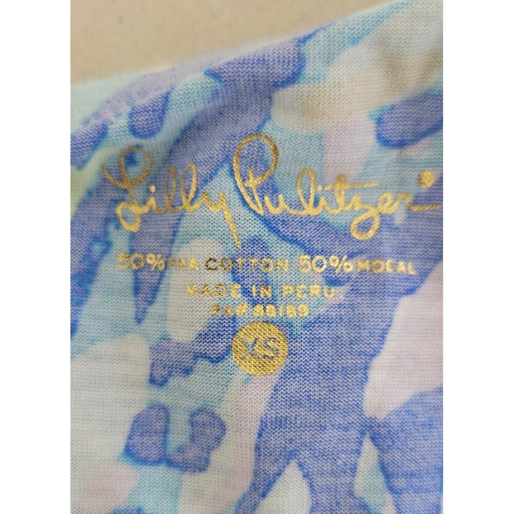 Lilly Pulitzer Shirt Womens X-Small One Shoulder Shirt Shades of Blue Beachy Fun - Picture 7 of 7